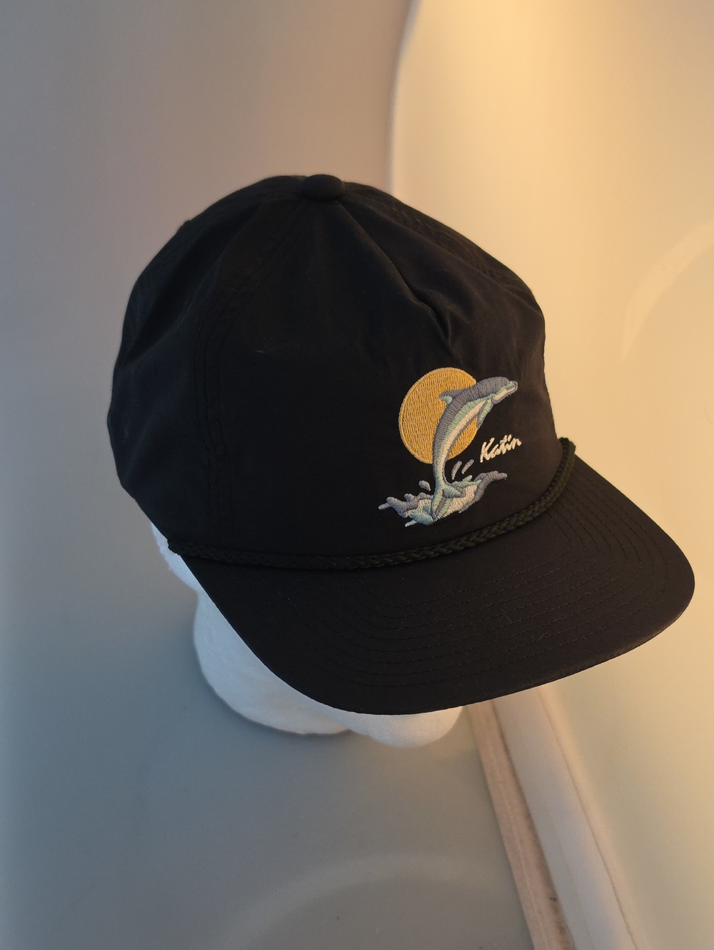 Katin Black Dolphin Embroidered Cap with Yellow Sun